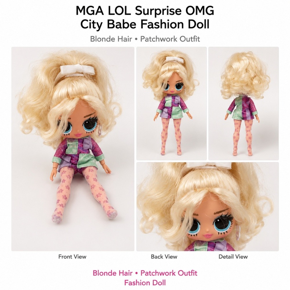 MGA LOL Surprise OMG City Babe Fashion Doll Blonde Hair Patchwork‎ Outfit